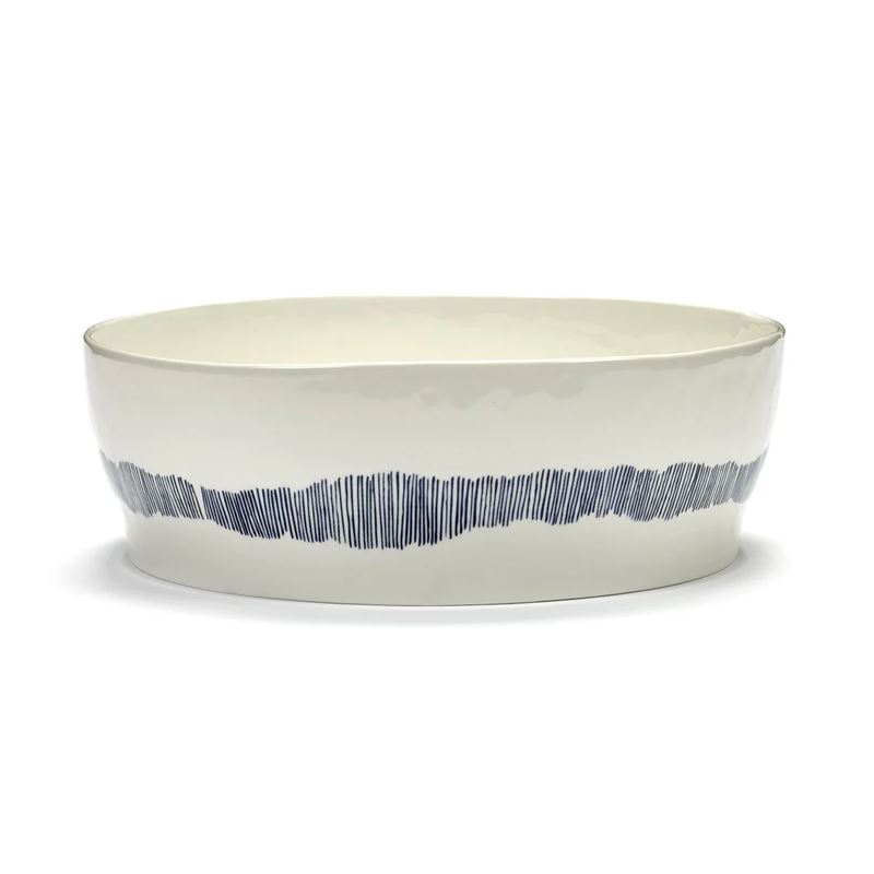 Ottolenghi – Feast Salad Bowl White with Blue Stripes 28.5cm