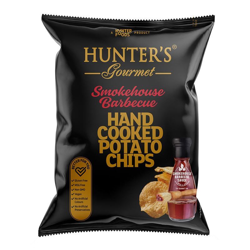 Hunter’s Gourmet Hand Cooked Potato Chips Gold Collection –  Smokehouse Barbecue Bag 125g