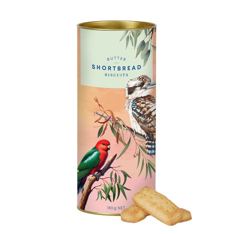 Valley Produce Co. – Butter Shortbread Tube Aussie Birds Kookaburra 180g