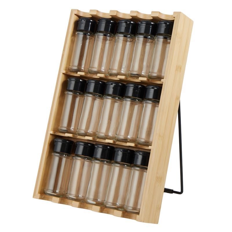Davis & Waddell – Spice Holder 15 Glass Canisters in Bamboo Display Tray 37.3×5.8x24cm