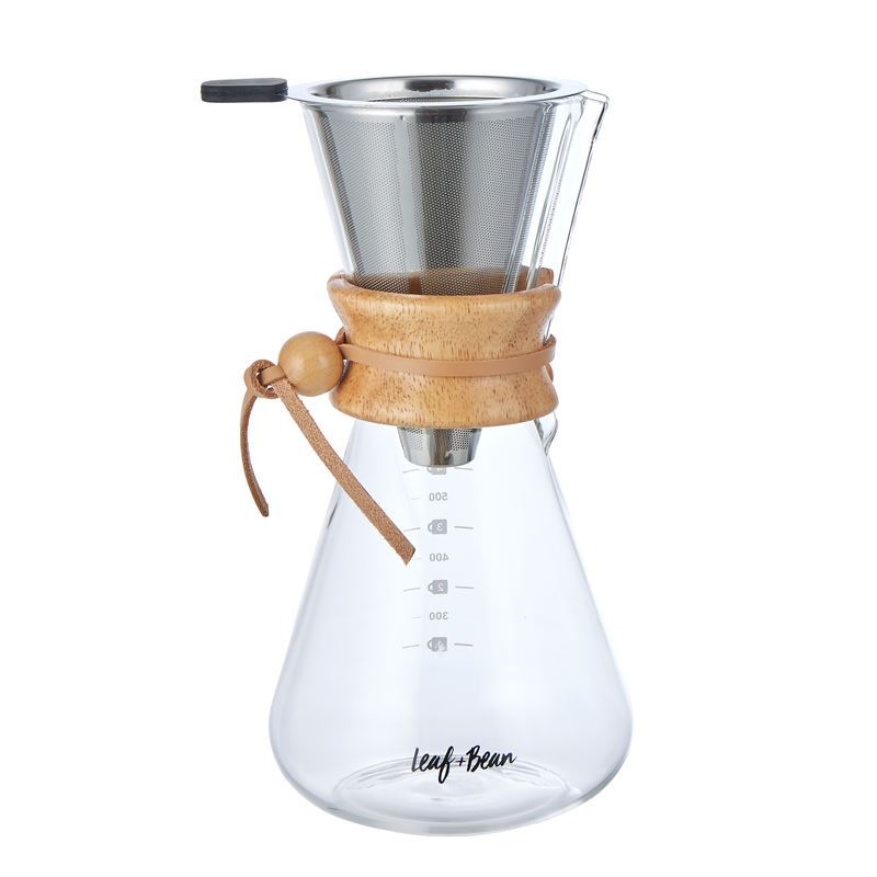 Leaf & Bean – Glass Coffee Pot with Stainless Steel Filter 600ml