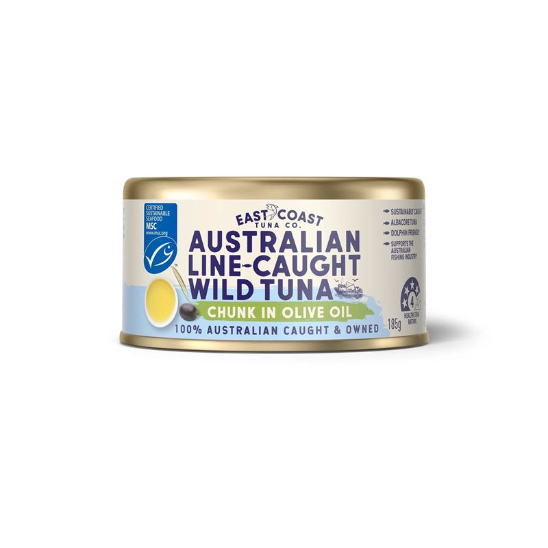 East Coast Tuna Co. – Australian Line Caught Tuna Chunks in Olive Oil 185g