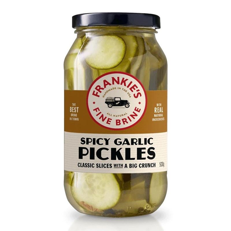 Frankies Fine Brine – Spicey Garlic Pickles 500g (Product of the U.S.A)