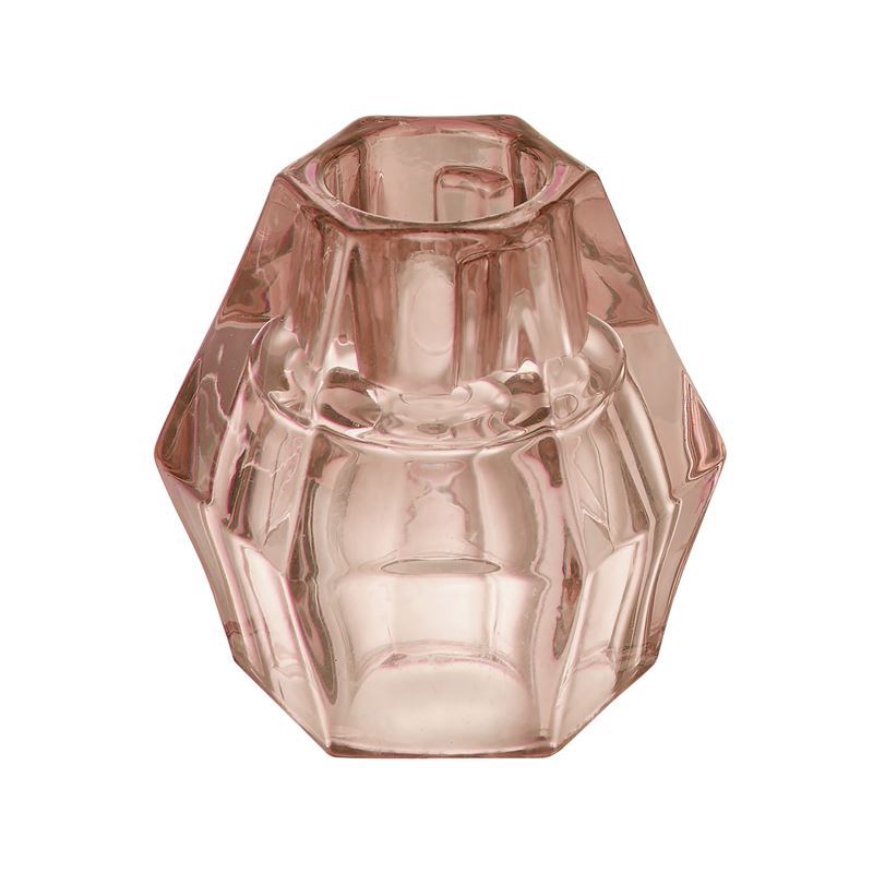 Emporium – Glass Tea Light and Pillar Candle Holder Beige 7x8cm