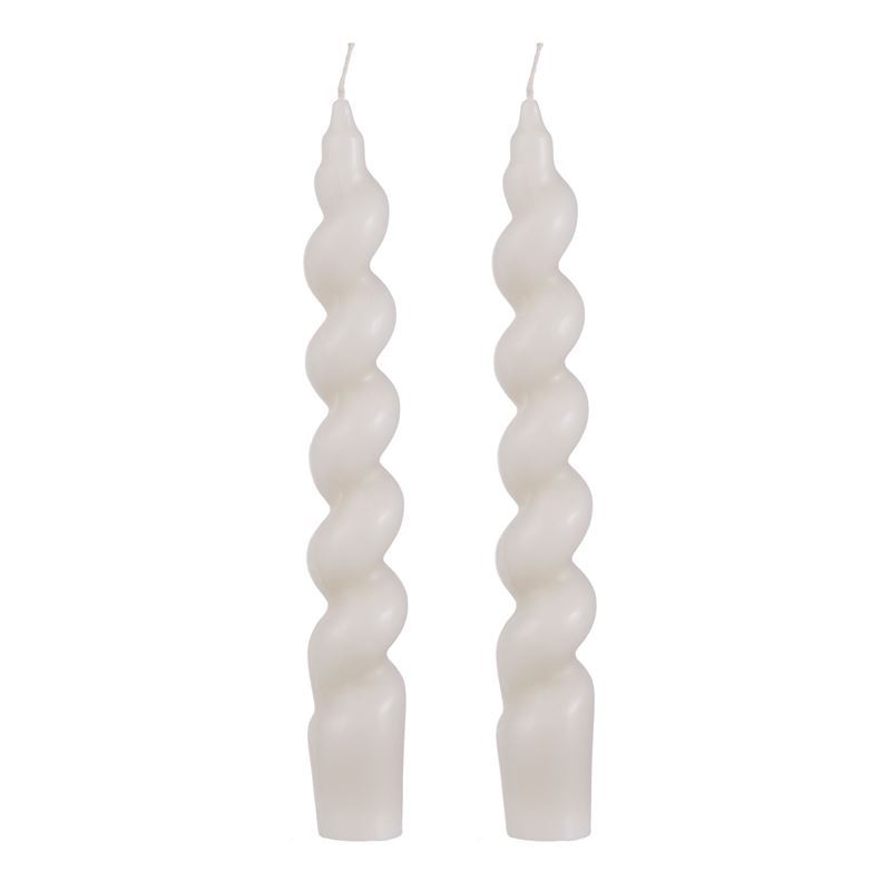 Emporium – Swirl Candle 17cm Set of 2 Cream