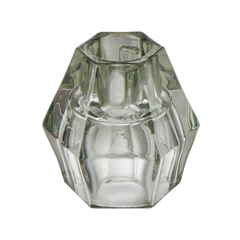 Emporium – Glass Tea Light and Pillar Candle Holder Green 7x8cm