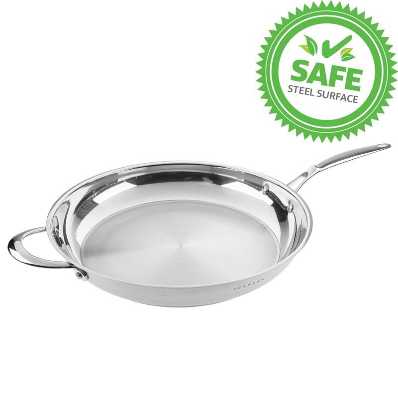 Scanpan – Satin 18/10 Stainless Steel Induction LARGE Frypan 32cm with Helper Handle