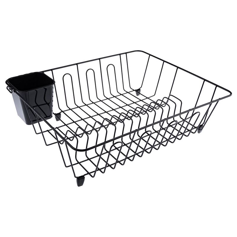 Zuhause – Urban Coated Dish Rack with Cutlery Container Black