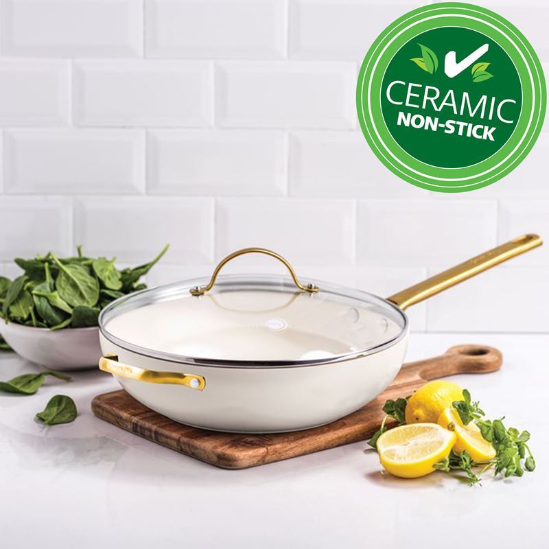GreenPan – Padova CERAMIC Non-Stick Induction Cream White Covered Wok 32cm