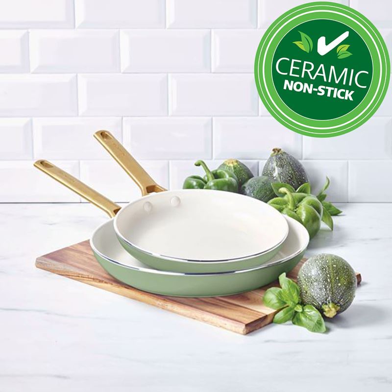 GreenPan – Padova CERAMIC Non-Stick Induction Sage Green Twin Pack Frypan 26 + 30cm