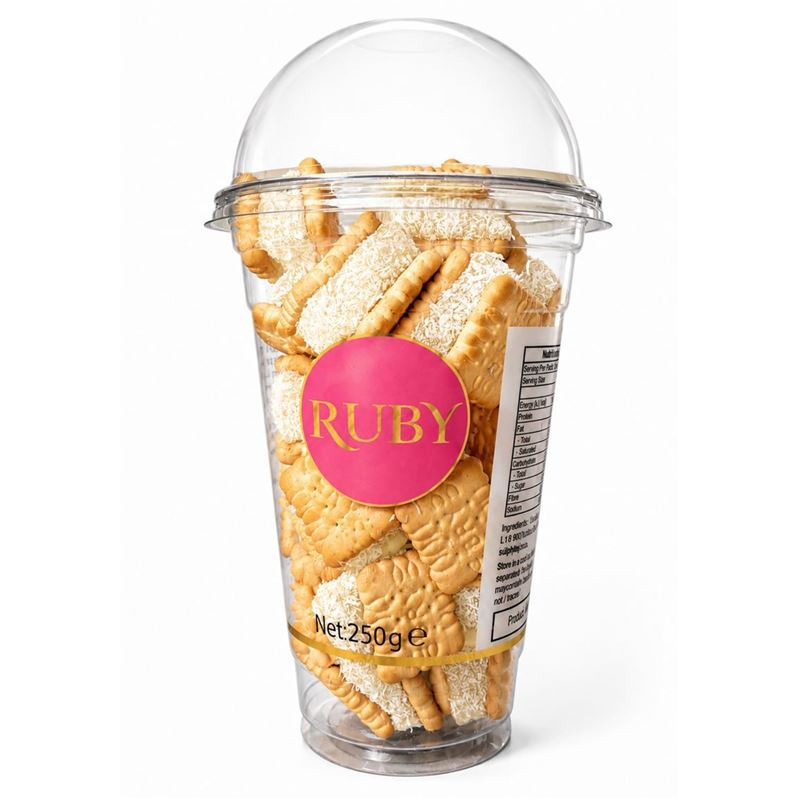 Ruby – Mini Biscuit Pinched Vanilla Turkish Delight Cups 250g