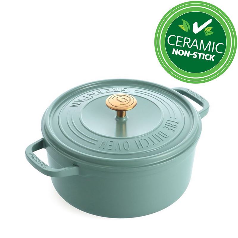 Greenpan – Featherweights Thermolon Infinity Professional CERAMIC Non-Stick Induction Smokey Sky Blue Covered Casserole 28cm 6.6Ltr