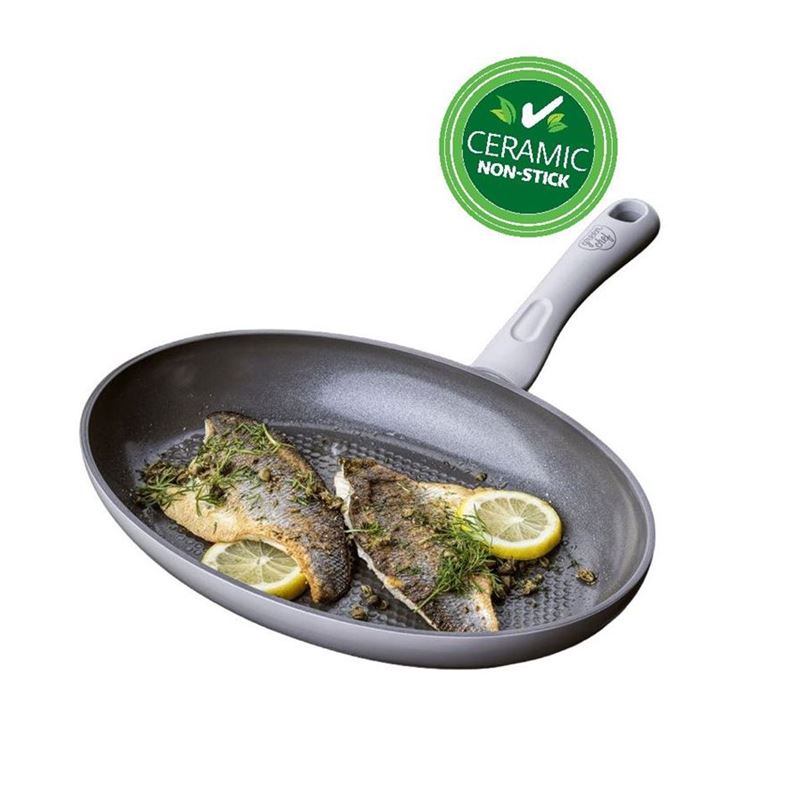 GreenChef – Airfryer Thermolon CERAMIC Non-Stick Induction 33cm Oval Pan Dove Grey