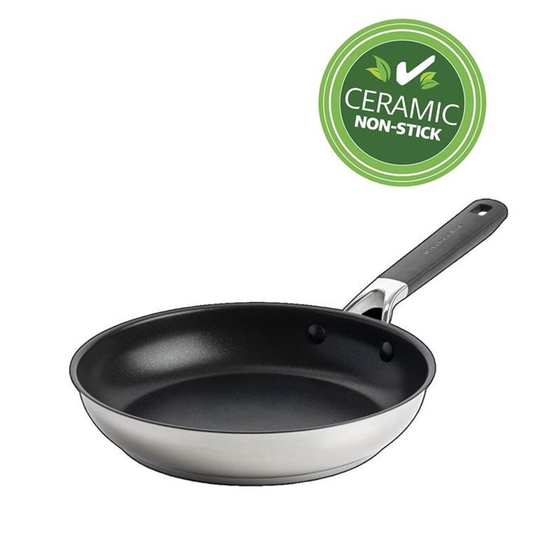 KitchenAid – Classic Stainless Steel CERAMIC Non-Stick Induction Frypan 28cm with Black Handle