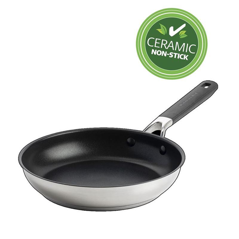 KitchenAid – Classic Stainless Steel CERAMIC Non-Stick Induction Frypan 30cm with Black Handle