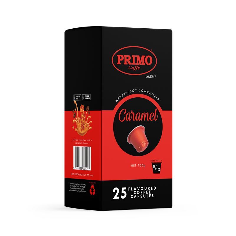 Primo – Caramel Flavoured Coffee Capsules 25 Box