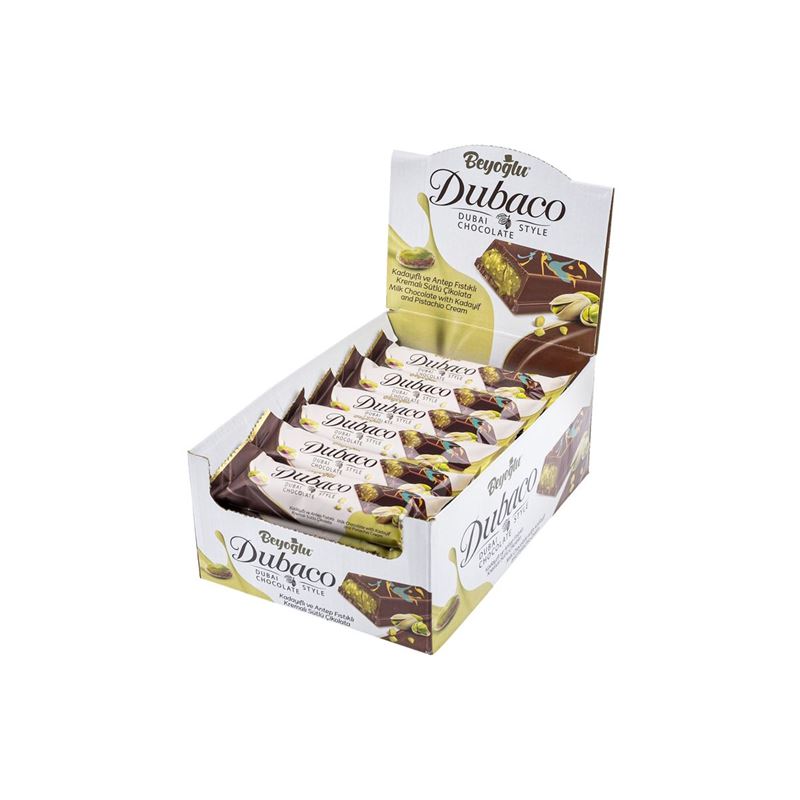 Beyoglu – Dubaco Dubai Style Pistachio Chocolate Bar 35g Pack of 24 BULK BUY DOZENS (Product of Türkiye)