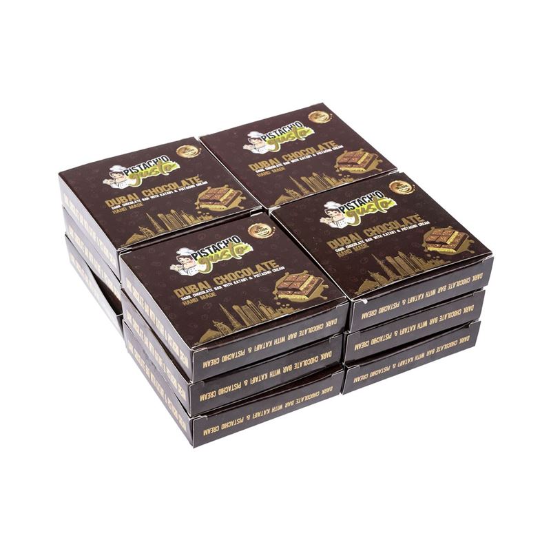ByGusto – Pistachio Gusto Dubai Style Pistachio Kataifi with Dark Belgian Chocolate Block 100g Pack of 12  BULK BUY DOZENS (Product of Türkiye)