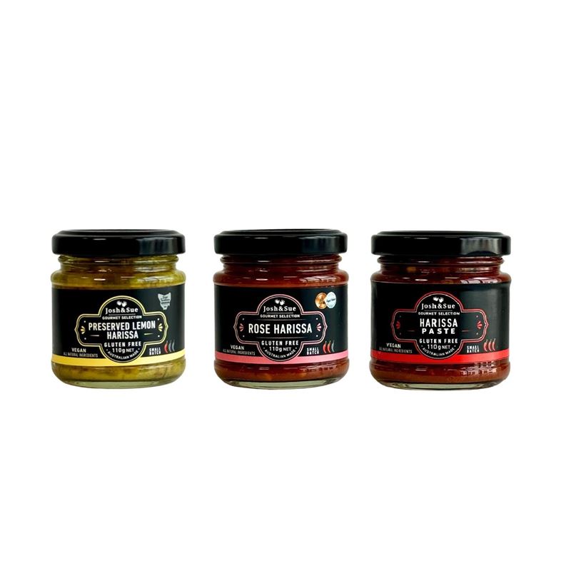 Josh & Sue – Mini Harrisa Lemon, Rose and Past Gift Pack (Product of Australia)