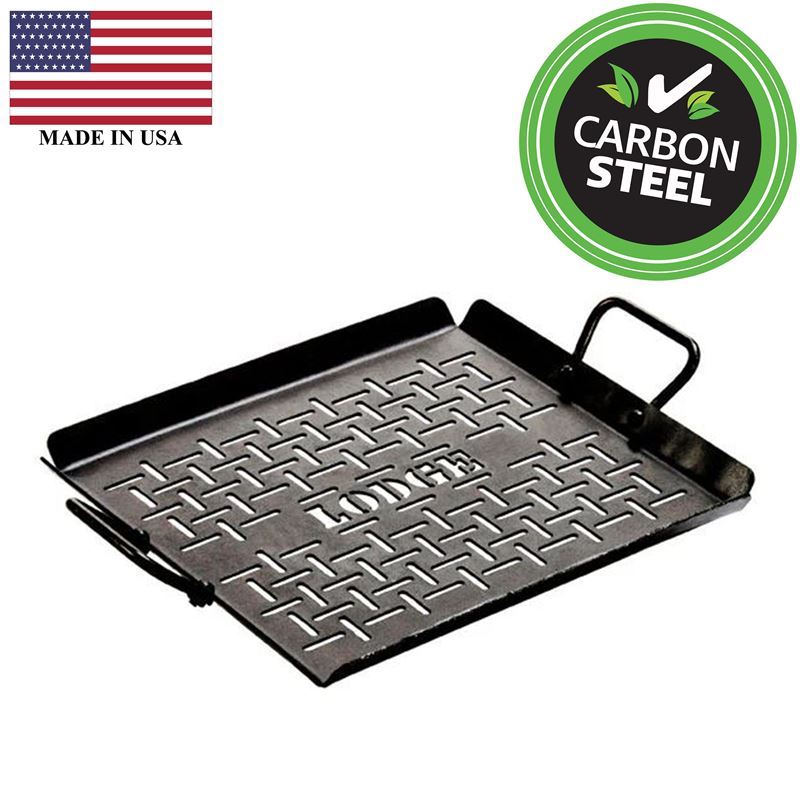 Lodge – Seasoned Carbon Steel 33×30.5cm Grill Pan (Made in the U.S.A)