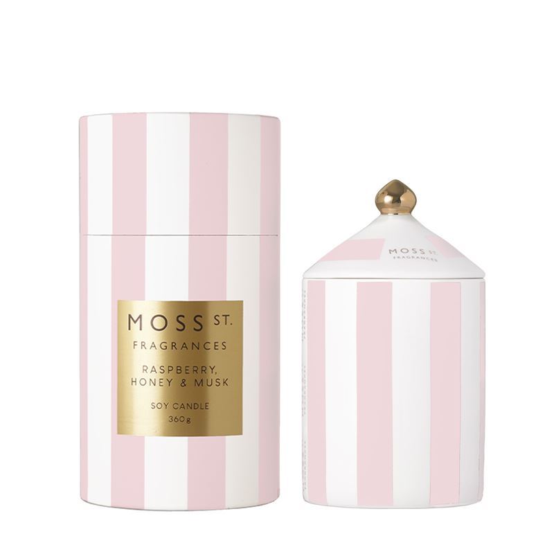 Moss St Fragrances – Raspberry. Honey & Musk Large Candle 360g