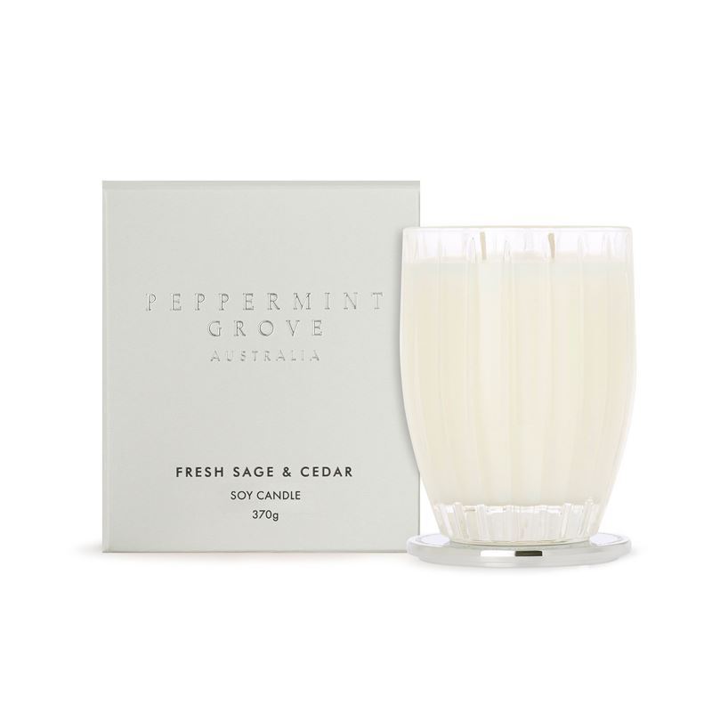 Peppermint Grove – Fresh Sage & Cedar Large Soy Candle 370g