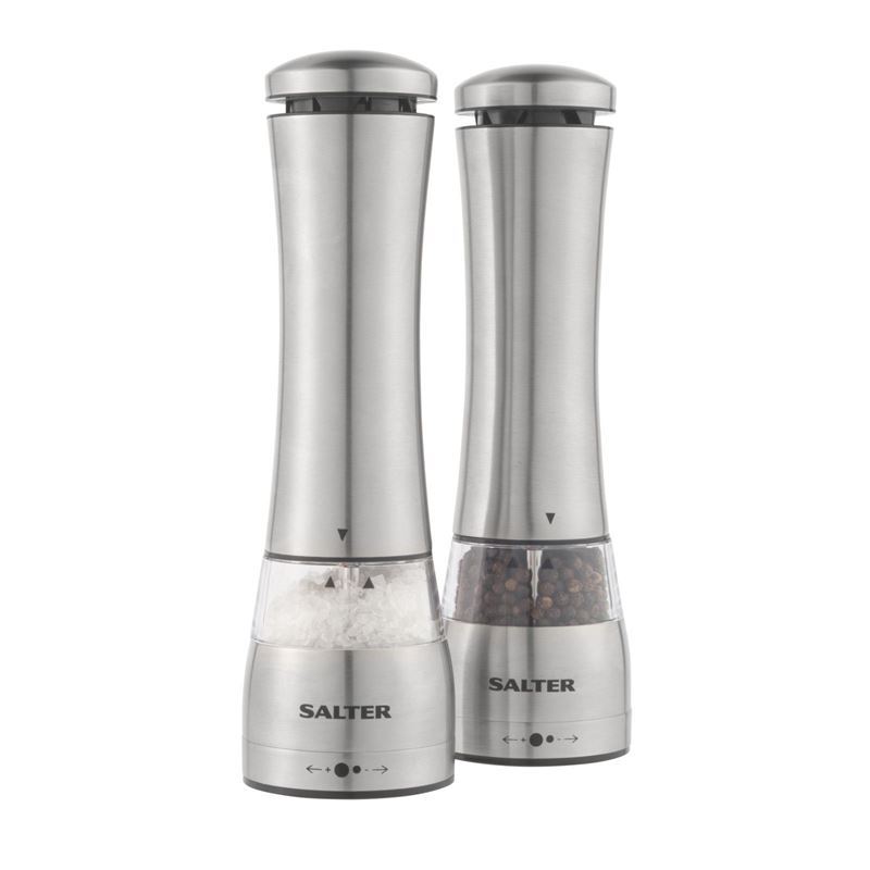 Salter – Stainless Steel Electronic Salt and Pepper Grinder 22cm Set