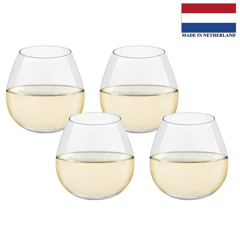 Royal Leerdam – Vinetto Stemless Wine Goblet Small 470ml Set of 4 (Made in The Netherlands)