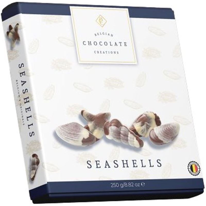 Belgian Chocolate Creations – Chocolate Seashells Dark, Milk and White Chocolate 250g (Product of Belgian)