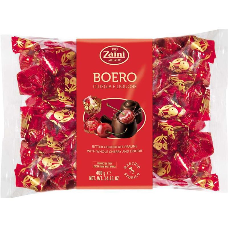 Zaini – Boero Cherry Liqueurs Dark Chocolate 400g Bag (Product of Italy)