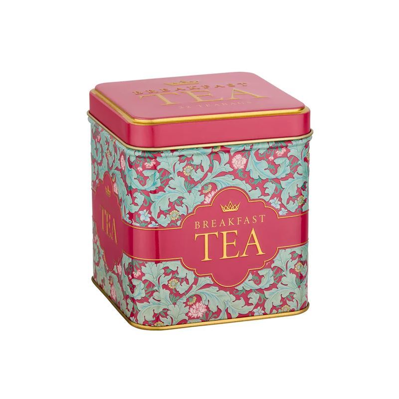 New English Teas – Tapestry Collection 32 English Breakfast Tapestry Pink Leaves Square Gift Tin 64g