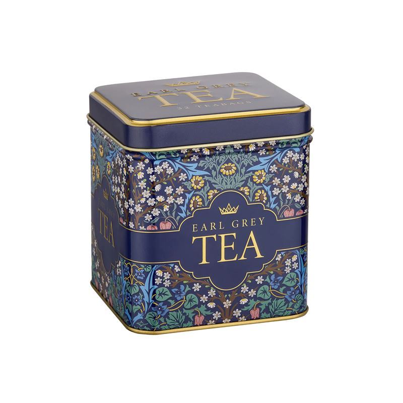 New English Teas – Tapestry Collection 32 Earl Grey Tapestry Blue Daisy Square Gift Tin 64g