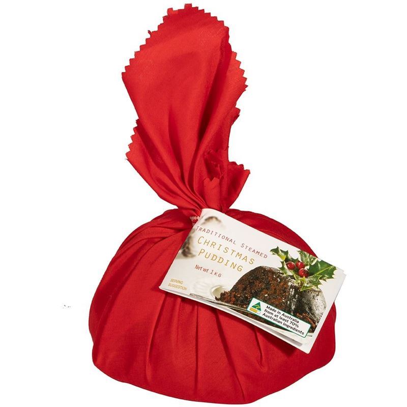 Traditional Foods Australia – Traditional Steamed Christmas Pudding in Cloth 1kg (Product of Australia)