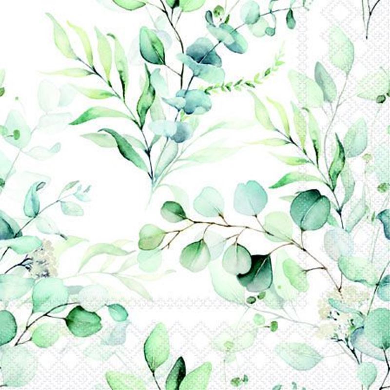 Paperie – Ambiente Cocktail 3-Ply 25x25cm Paper Napkins Pack of 20 Eucalyptus All Over (Made in the Netherlands) Paperie – Ambiente Cocktail 3-Ply 25x25cm Paper Napkins Pack of 20 Eucalyptus All Over (Made in the Netherlands)