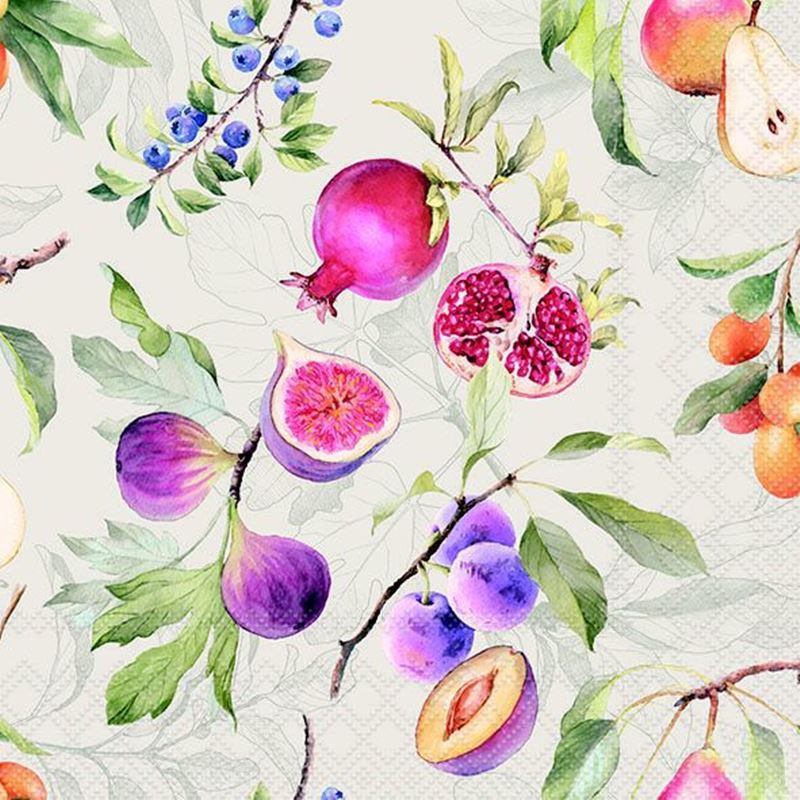 Paperie – Ambiente Luncheon 3-Ply 33x33cm Paper Napkins Pack of 20 Various Fruits (Made in the Netherlands)