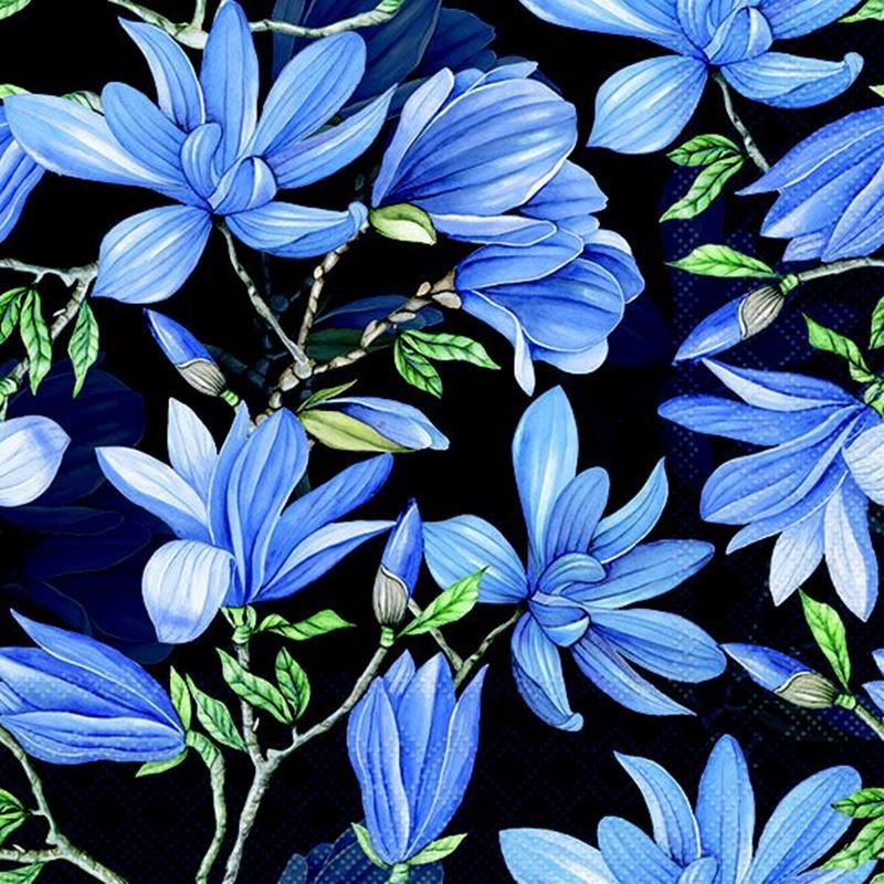 Paperie – Ambiente Luncheon 3-Ply 33x33cm Paper Napkins Pack of 20 Magnolia Acuminata Blue (Made in the Netherlands)