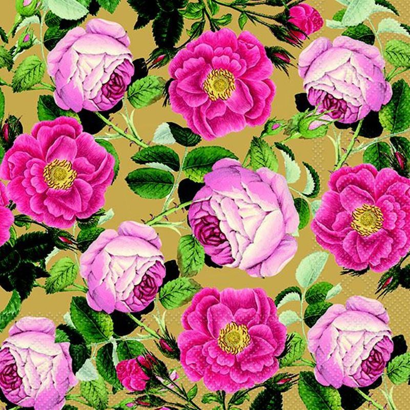 Paperie – Ambiente Luncheon 3-Ply 33x33cm Paper Napkins Pack of 20 Rosaline Gold (Made in the Netherlands)