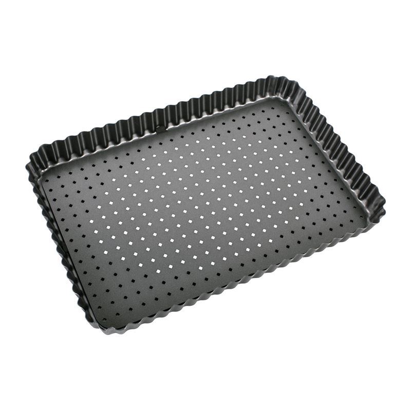 Bakemaster – Perfect Crust Non-Stick Loose Base Fluted Rectangular Flan/Quiche Pan 31x21x3.5cm