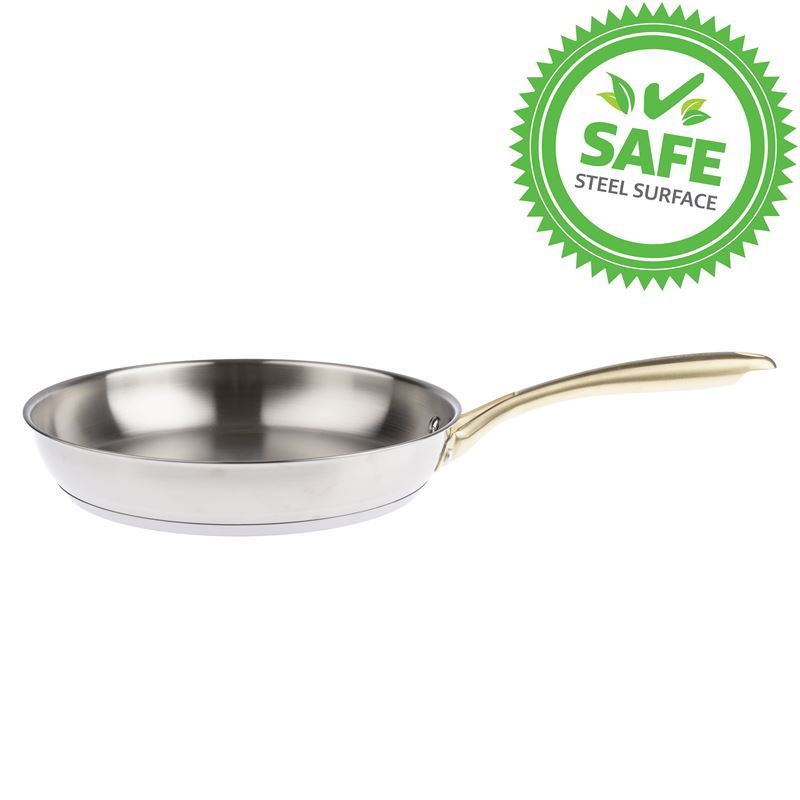 GreenPan – Swift Brushed Stainless Steel with Satin Gold Handles Induction Open Frypan 26cm