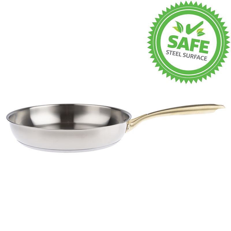 GreenPan – Swift Brushed Stainless Steel with Satin Gold Handles Induction Open Frypan 28cm