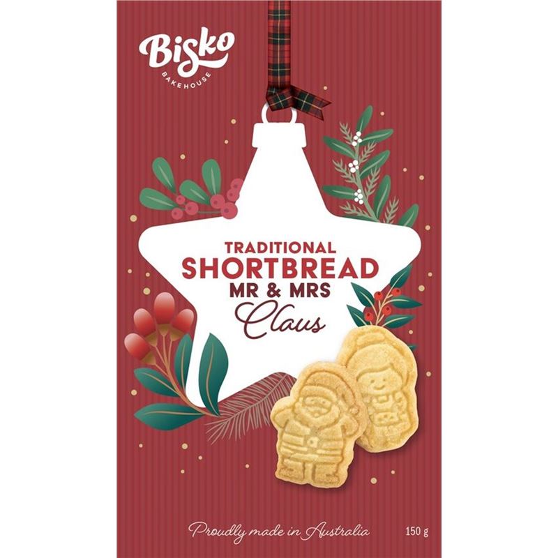 Bisko – Traditional Shortbread Mr & Mrs Claus 150g (Product of Australia)