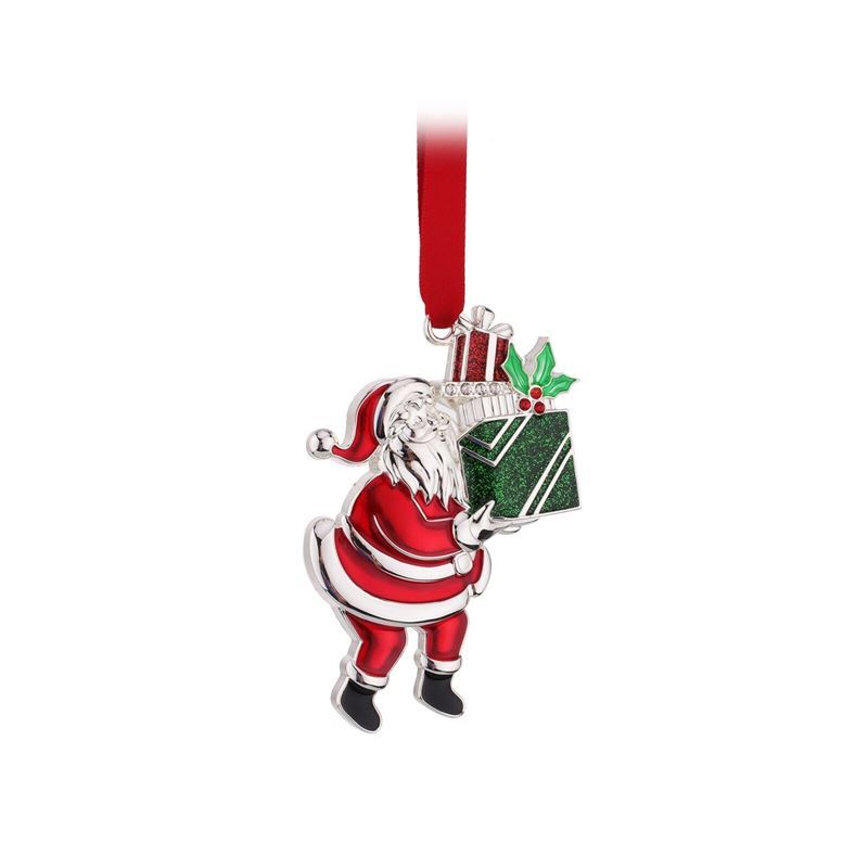 Whitehill – Silver Finish Santa Ornament with Ribbon 8cm Gift Boxed