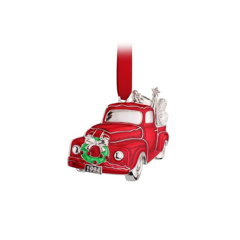 Whitehill – Silver Finish Red Truck Ornament with Ribbon 6cm Gift Boxed