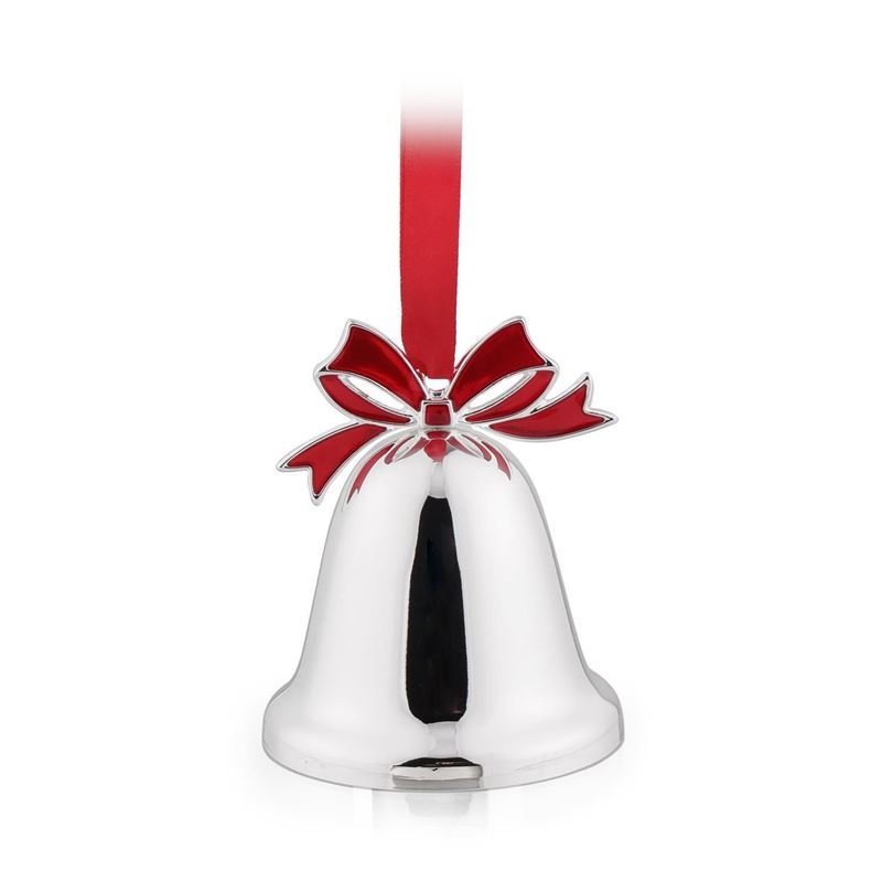 Whitehill – Silver Finish Bell Bow Ornament with Ribbon 8cm Gift Boxed