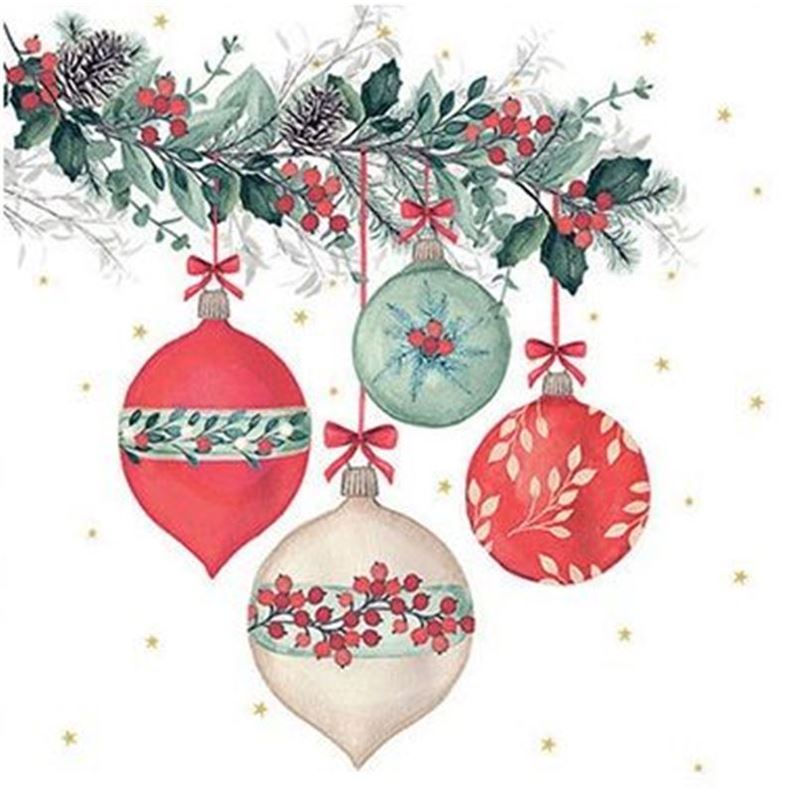 Paperie – Ambiente Cocktail 3-Ply 25x25cm Paper Napkins Pack of 20 Berry Baubles (Made in the Netherlands)