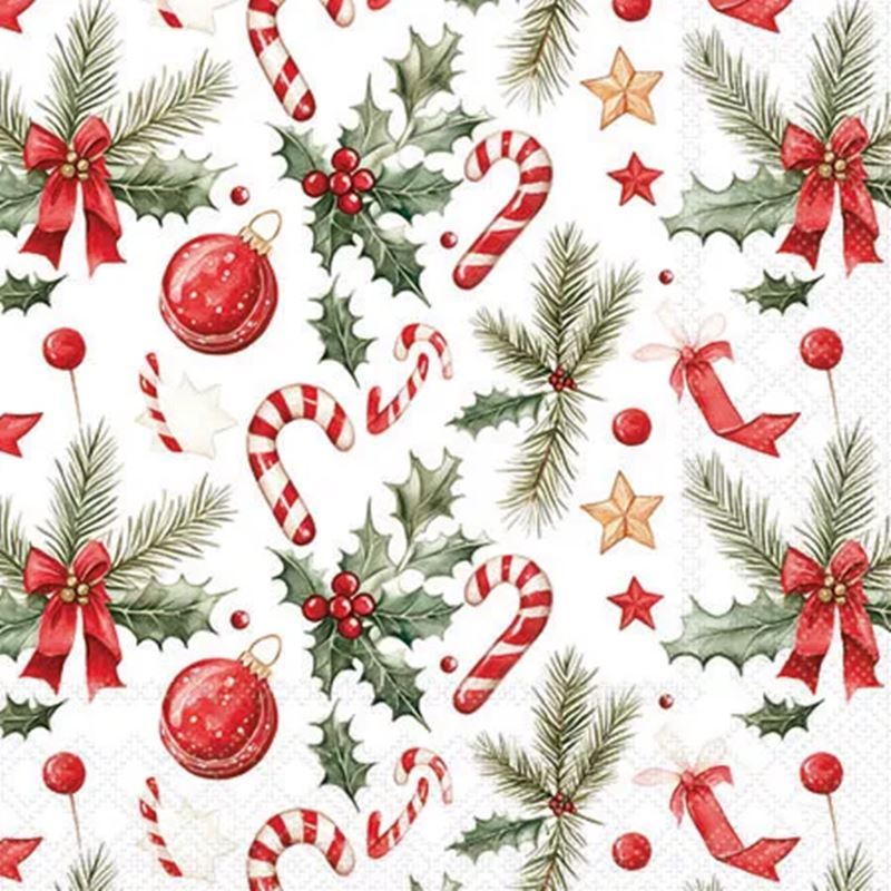 Paperie – Ambiente Cocktail 3-Ply 25x25cm Paper Napkins Pack of 20 Christmas Elements (Made in the Netherlands)