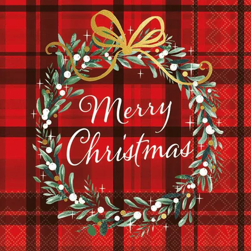 Paperie – Ambiente Luncheon 3-Ply 33x33cm Paper Napkins Pack of 20 Christmas Plaid Red (Made in the Netherlands)