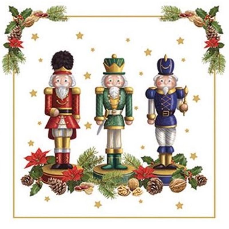 Paperie – Ambiente Cocktail 3-Ply 25x25cm Paper Napkins Pack of 20 Bearded Nutcracker (Made in the Netherlands)
