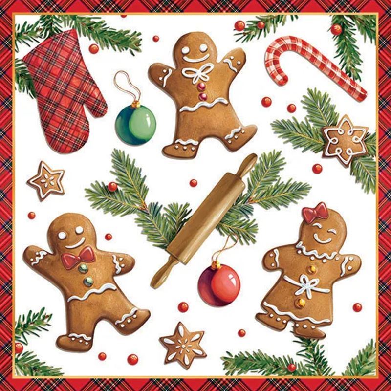 Paperie – Ambiente Luncheon 3-Ply 33x33cm Paper Napkins Pack of 20 Gingerbread Cookies (Made in the Netherlands)