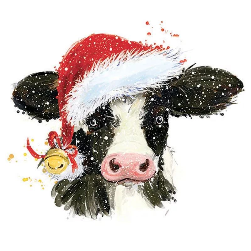 Paperie – Ambiente Luncheon 3-Ply 33x33cm Paper Napkins Pack of 20 Christmas Cow Bell (Made in the Netherlands)